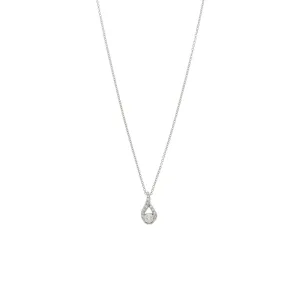 18ct White Gold Diamond Solitaire Pave Y Pendant