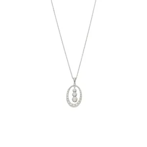 18ct White Gold Graduated Diamond Oval Swing Pendant
