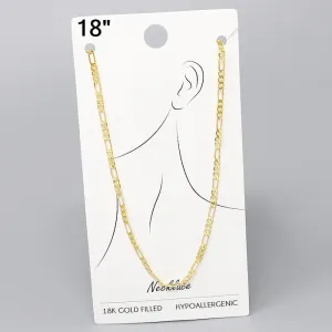 18K Gold Dipped Figaro Chain Necklace - 18"