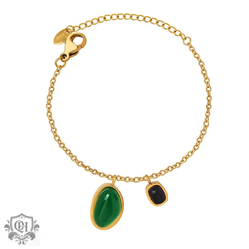 18K Gold Onyx Retro Palace Anklet