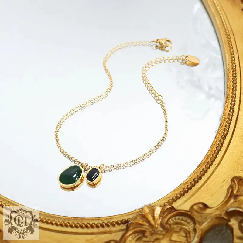 18K Gold Onyx Retro Palace Anklet