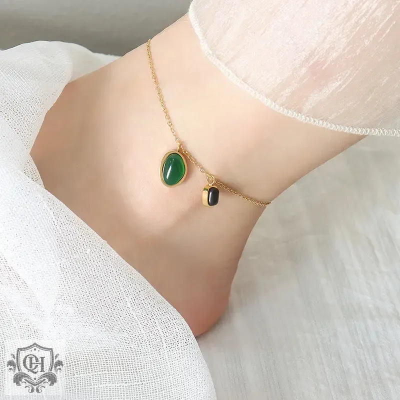 18K Gold Onyx Retro Palace Anklet