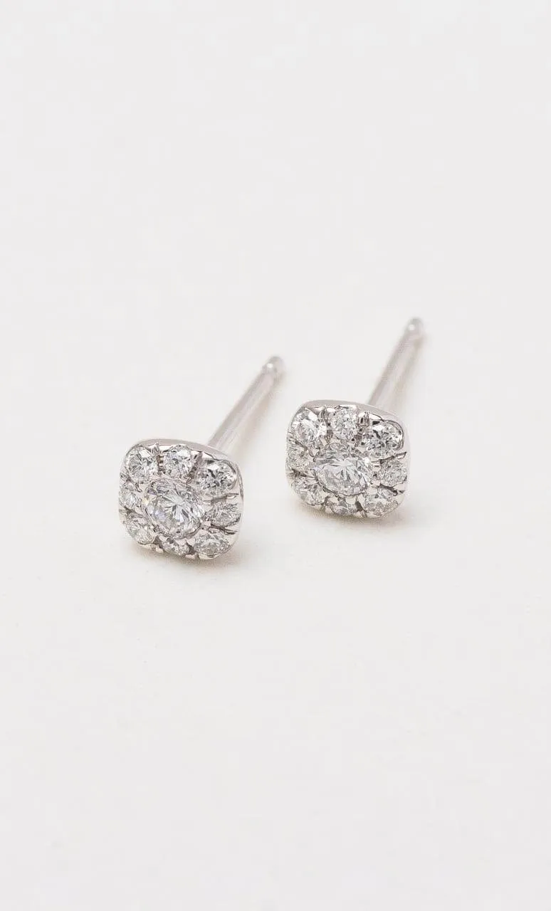 18K WG 0.28ct TDW Petite Diamond Cluster Stud Earrings