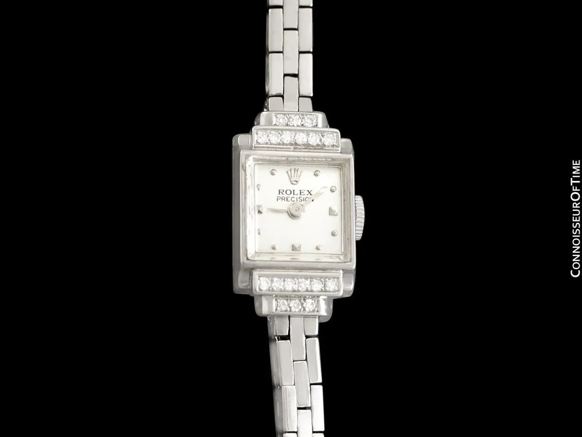 1940's Rolex Ladies Vintage Cocktail Watch - 18K White Gold & Diamonds