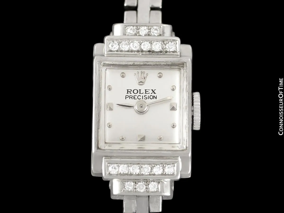1940's Rolex Ladies Vintage Cocktail Watch - 18K White Gold & Diamonds