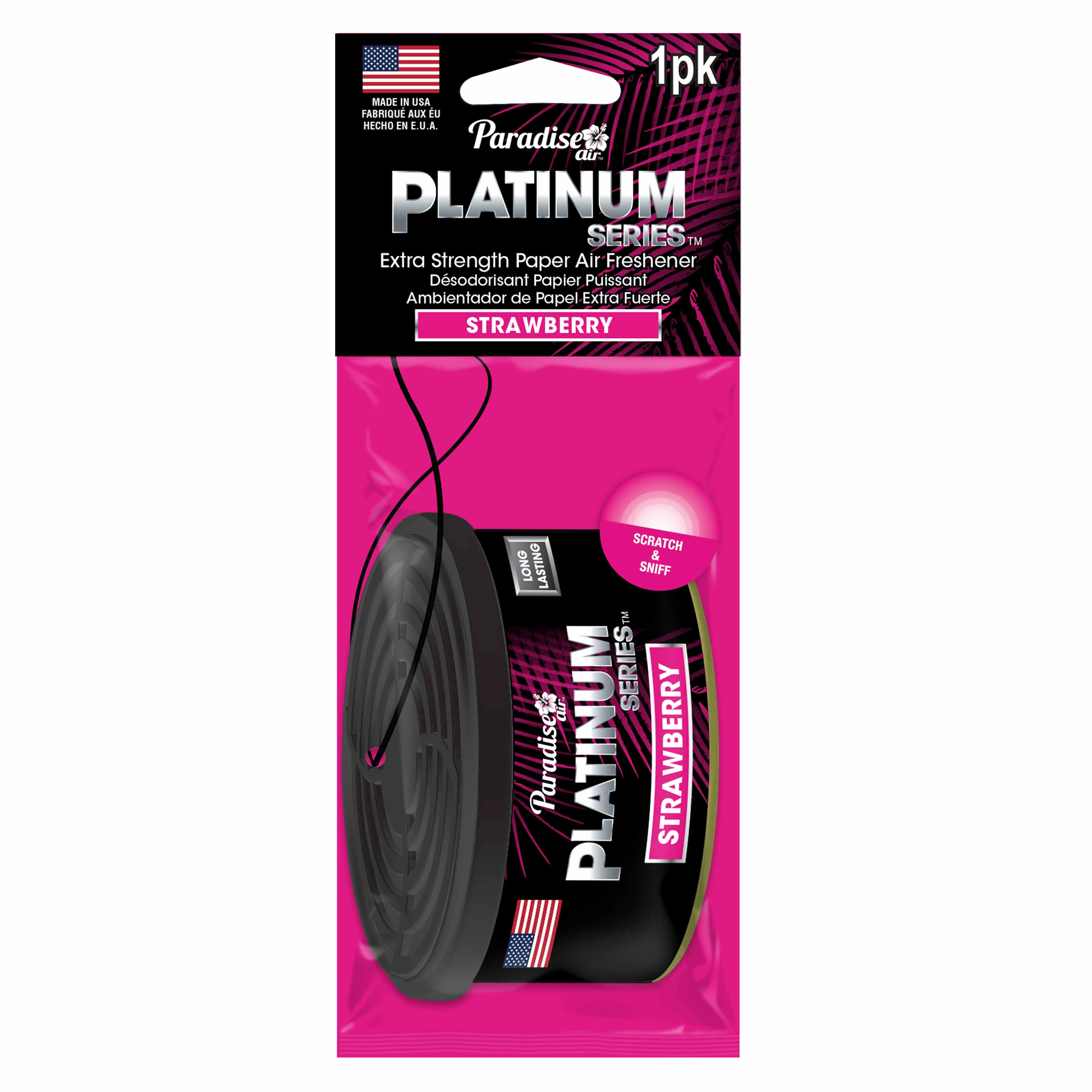 2 Paradise Platinum Air Freshener Hanging Car Aroma Fragrance Scent Strawberry