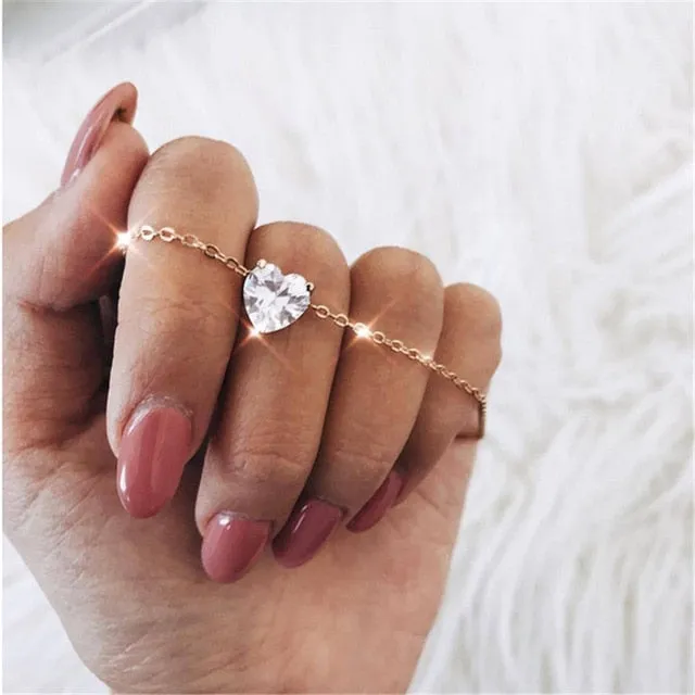 2018 Trendy Chains Crystal Pendant Chokers Necklaces Women Crystal Heart Gold Personalized Necklace Silver Plated Jewelry Gifts
