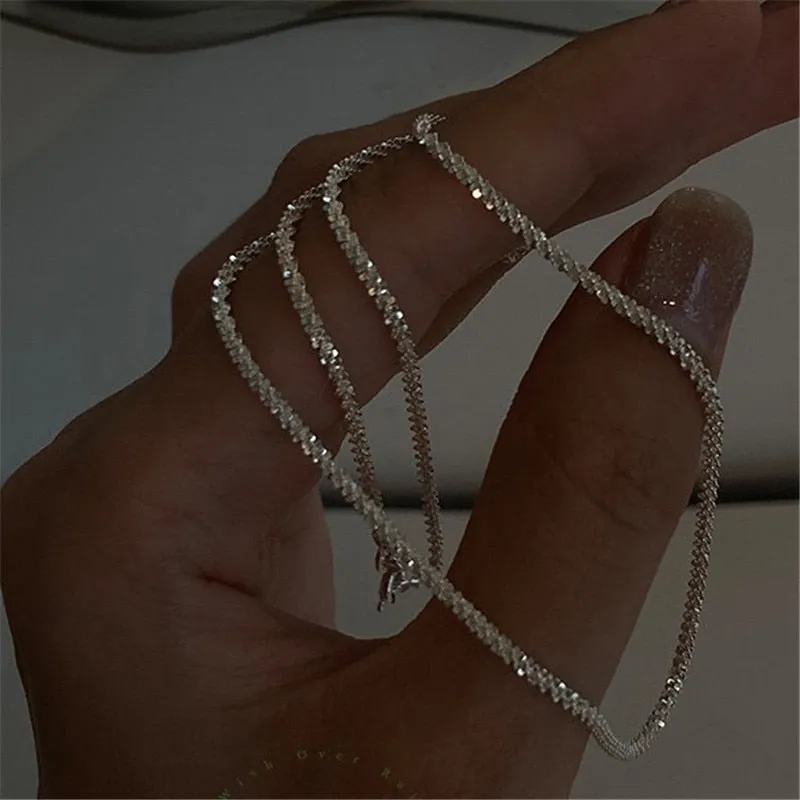 2021 Trend Simple Silver Color Choker Necklace for Women Elegant Clavicle Chain Necklace Casual Jewelry Collier Femme