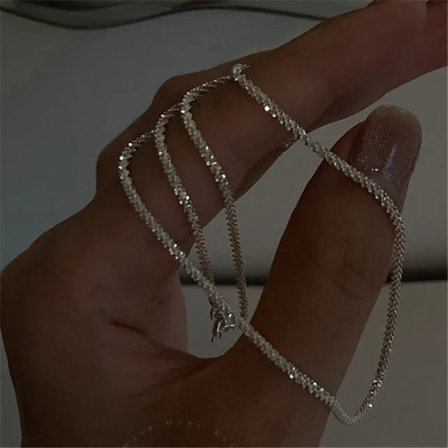2021 Trend Simple Silver Color Choker Necklace for Women Elegant Clavicle Chain Necklace Casual Jewelry Collier Femme