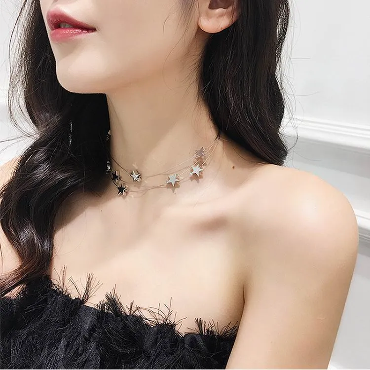 2022 Korean New Trendy Choker Necklace For Women Cute Star Multi Layer Short Collares Costume Jewelry Fashion Kolye