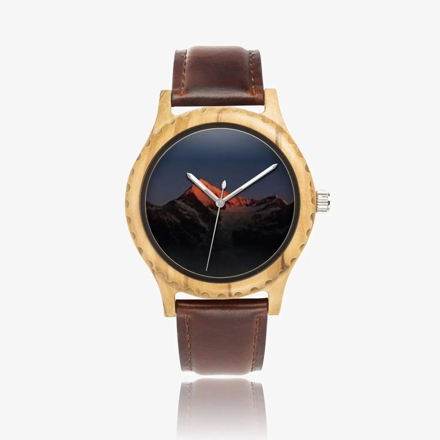 205. Italian Olive Lumber Wooden Watch - Leather Strap