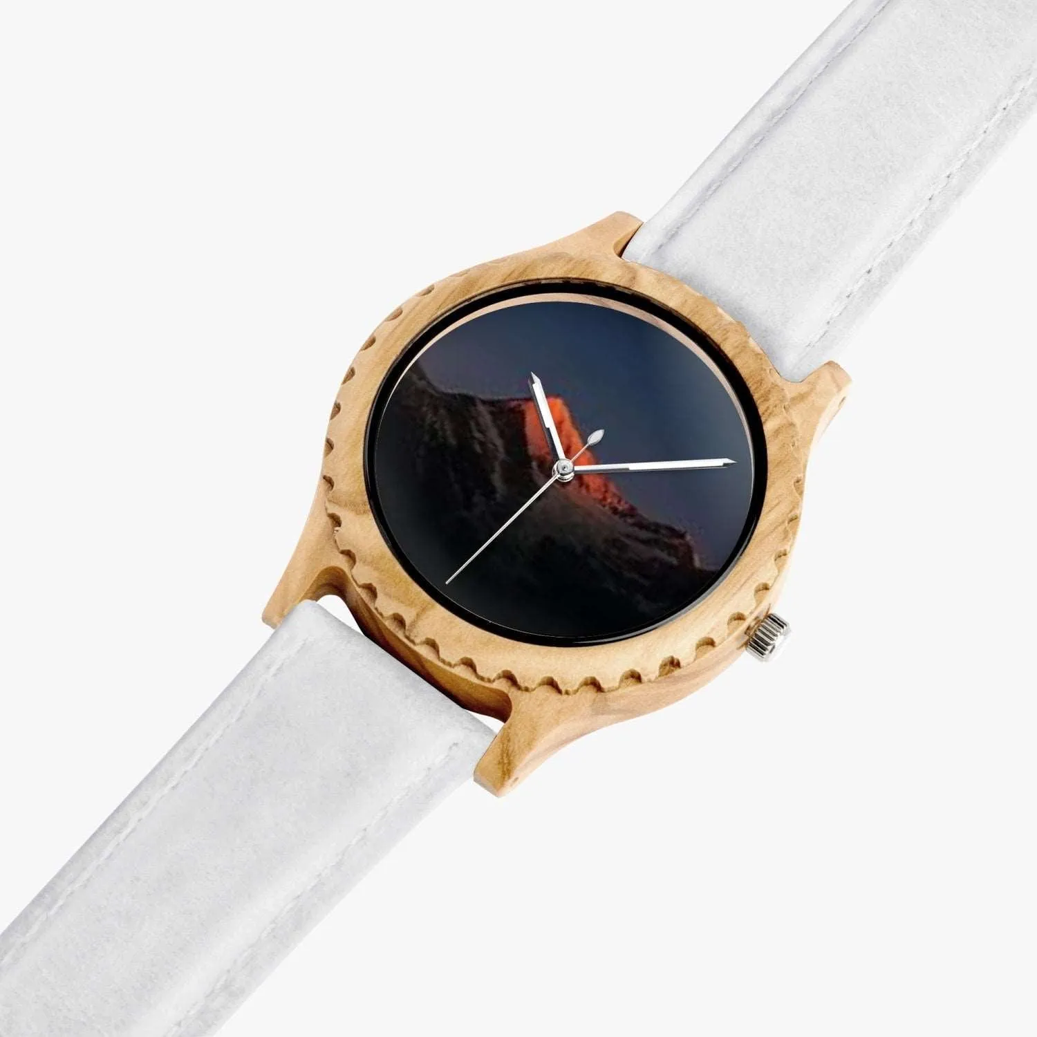 205. Italian Olive Lumber Wooden Watch - Leather Strap