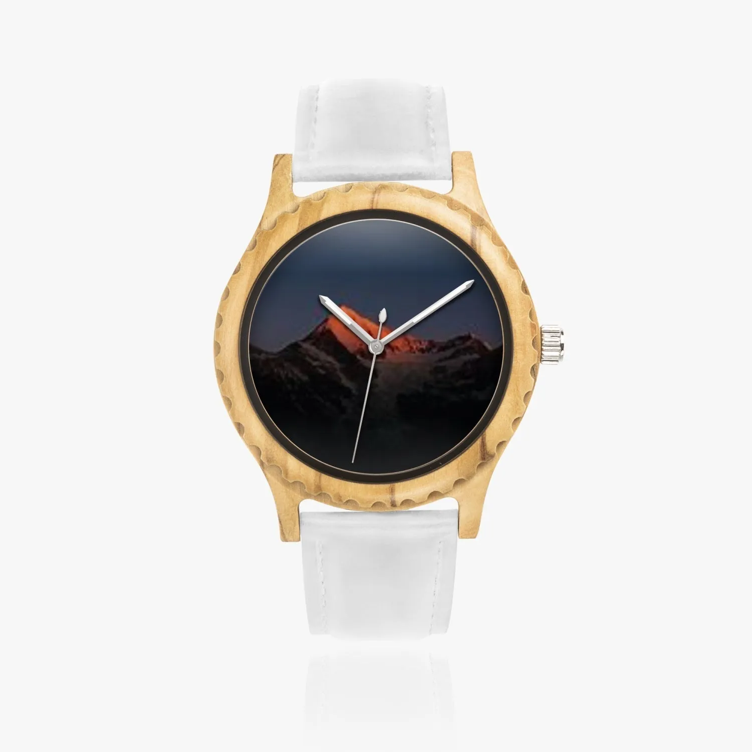 205. Italian Olive Lumber Wooden Watch - Leather Strap