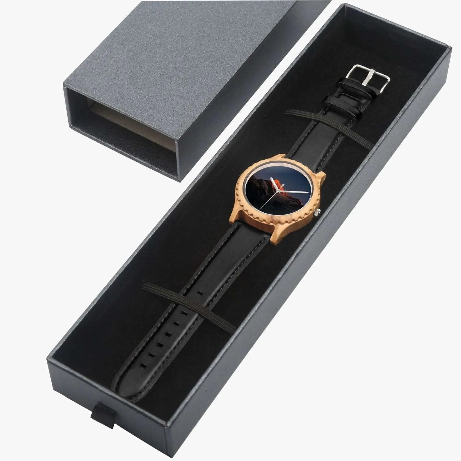 205. Italian Olive Lumber Wooden Watch - Leather Strap