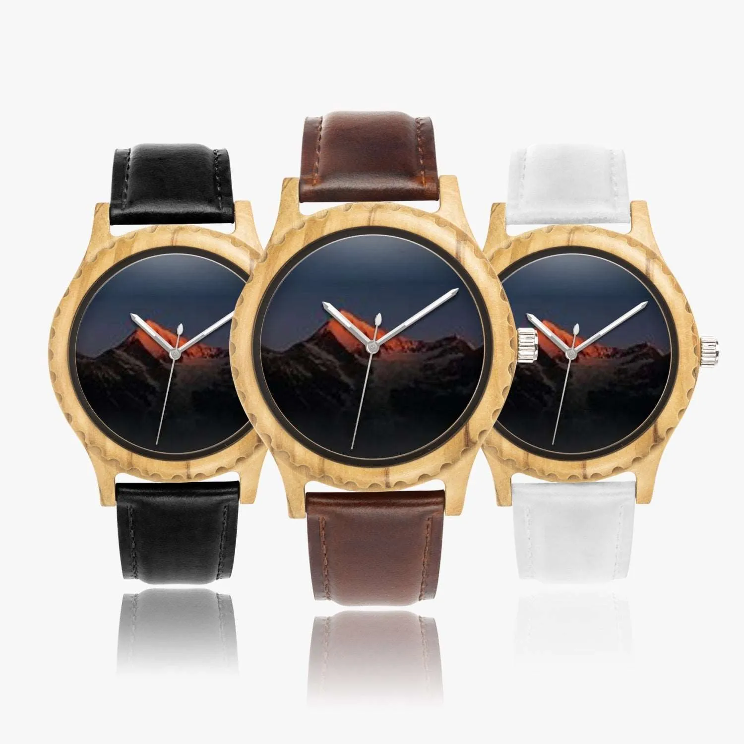 205. Italian Olive Lumber Wooden Watch - Leather Strap