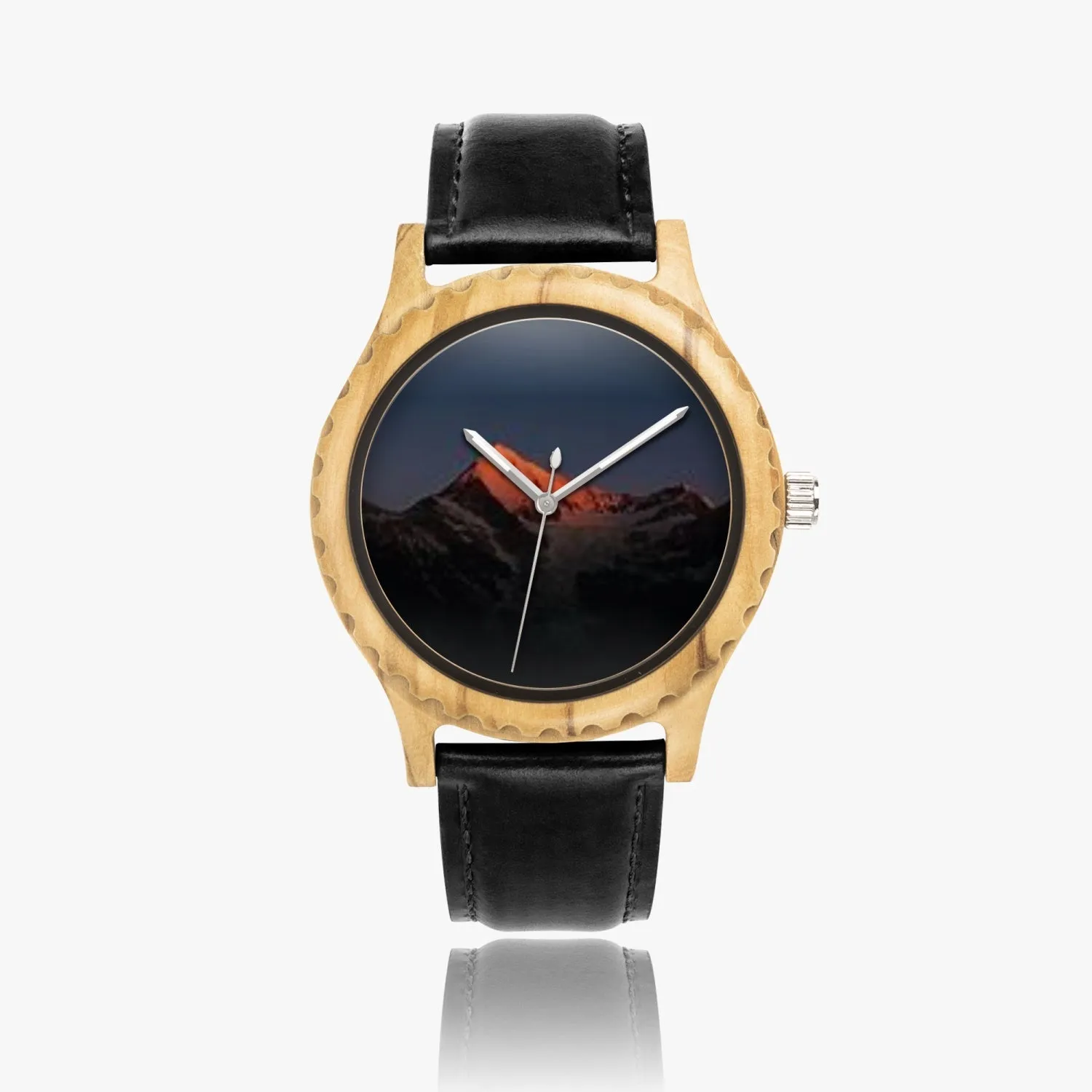 205. Italian Olive Lumber Wooden Watch - Leather Strap