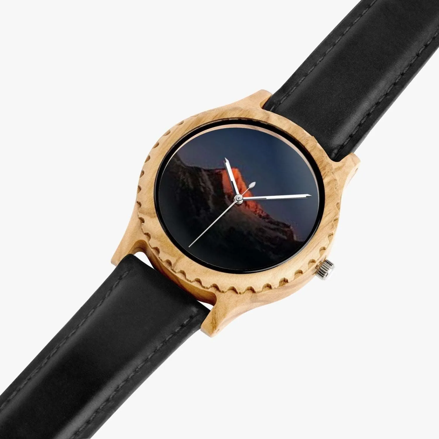 205. Italian Olive Lumber Wooden Watch - Leather Strap
