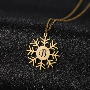 26 Letters Necklace Snowflake Pattern QN20976