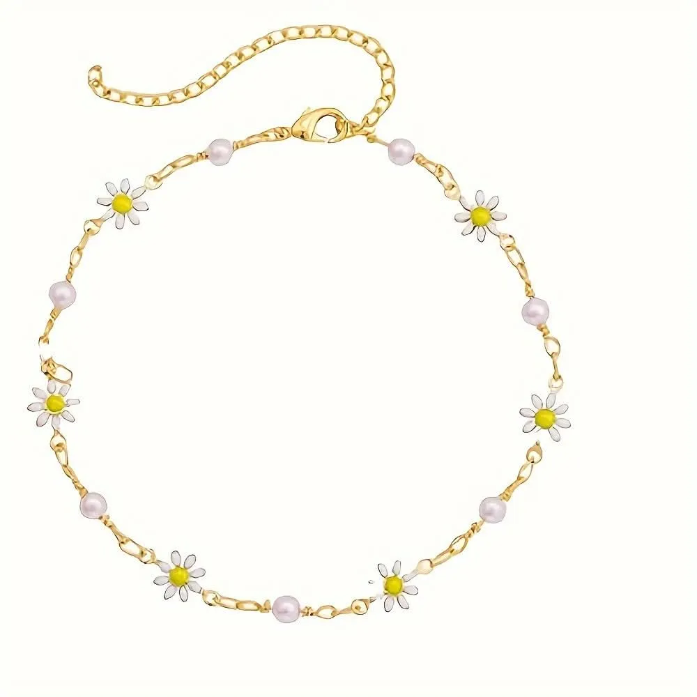 2pcs Stacking Daisy Anklets – Cute Foot Accessories