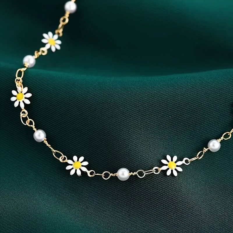 2pcs Stacking Daisy Anklets – Cute Foot Accessories