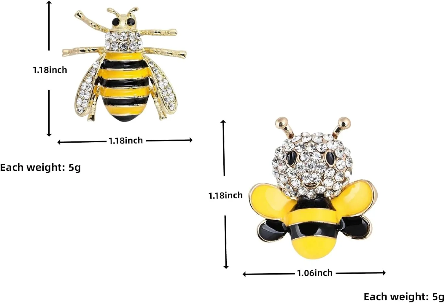 3 Pack Rhinestone Bee Set Brooch Pin for Women Girls Gold Plated Cute Fashion Crystal Insect Animal Bumblebee Enamel Vintage Lapel Brooch Backpack Hat Clothing Accessory Holiday Party Jewelry Gift