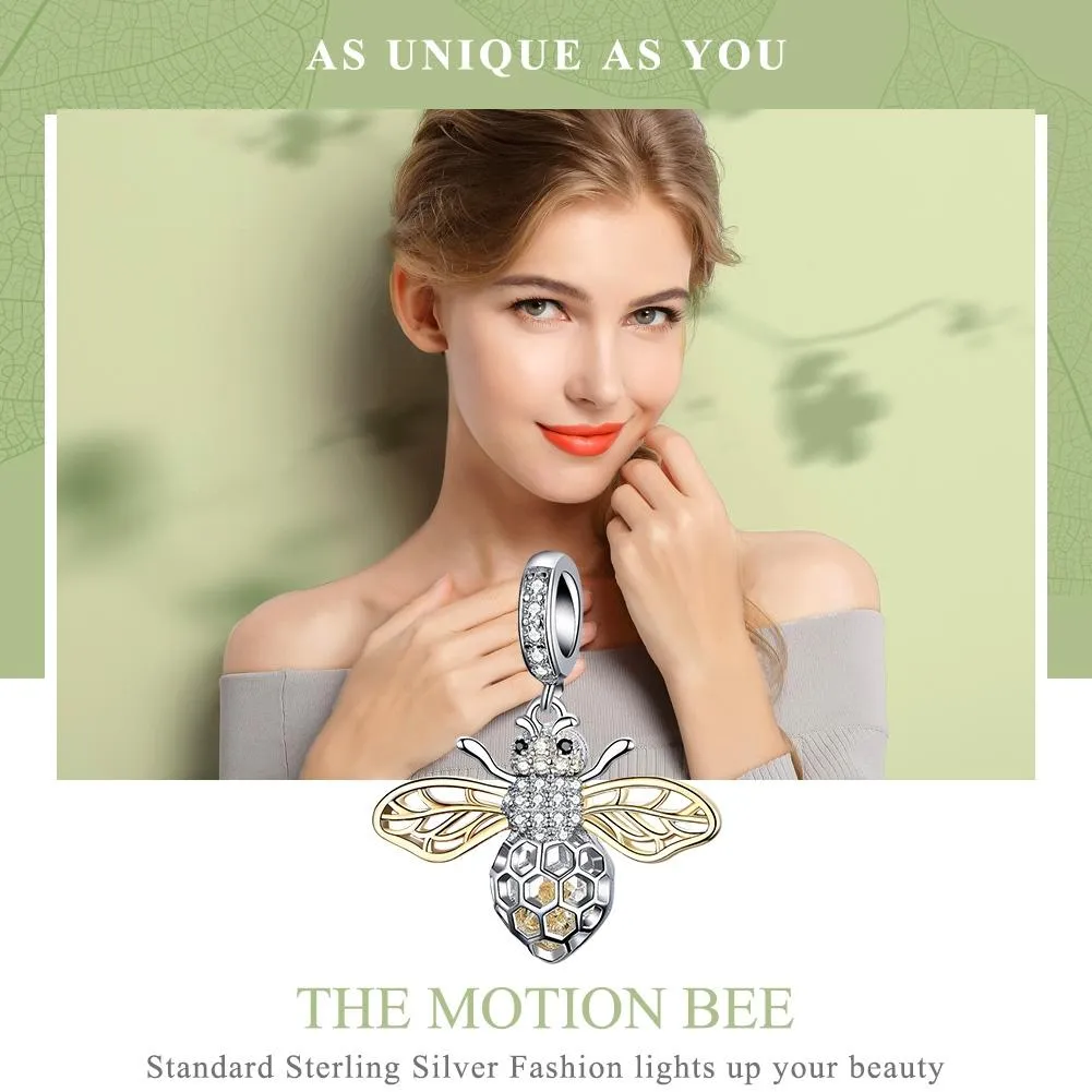 925 Sterling Silver Bee Zircon Pendant Necklace Diy Lady Style - Pendent   Necklace
