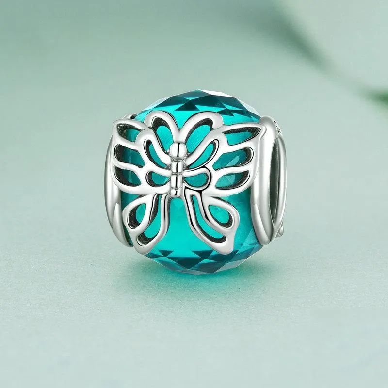 925 Sterling Silver Butterfly Bracelet With Insect Pattern Beads