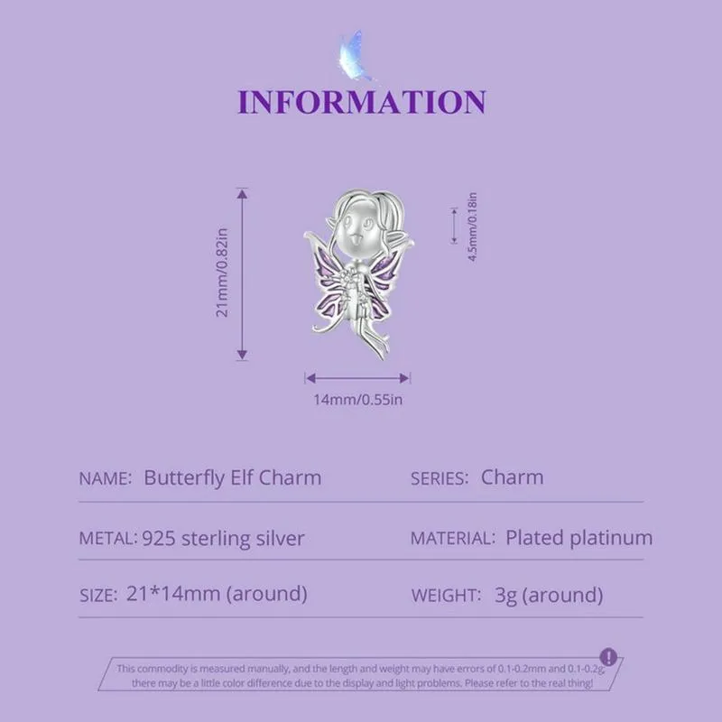 925 Sterling Silver Butterfly Pendant For Diy Bracelets Scc2544