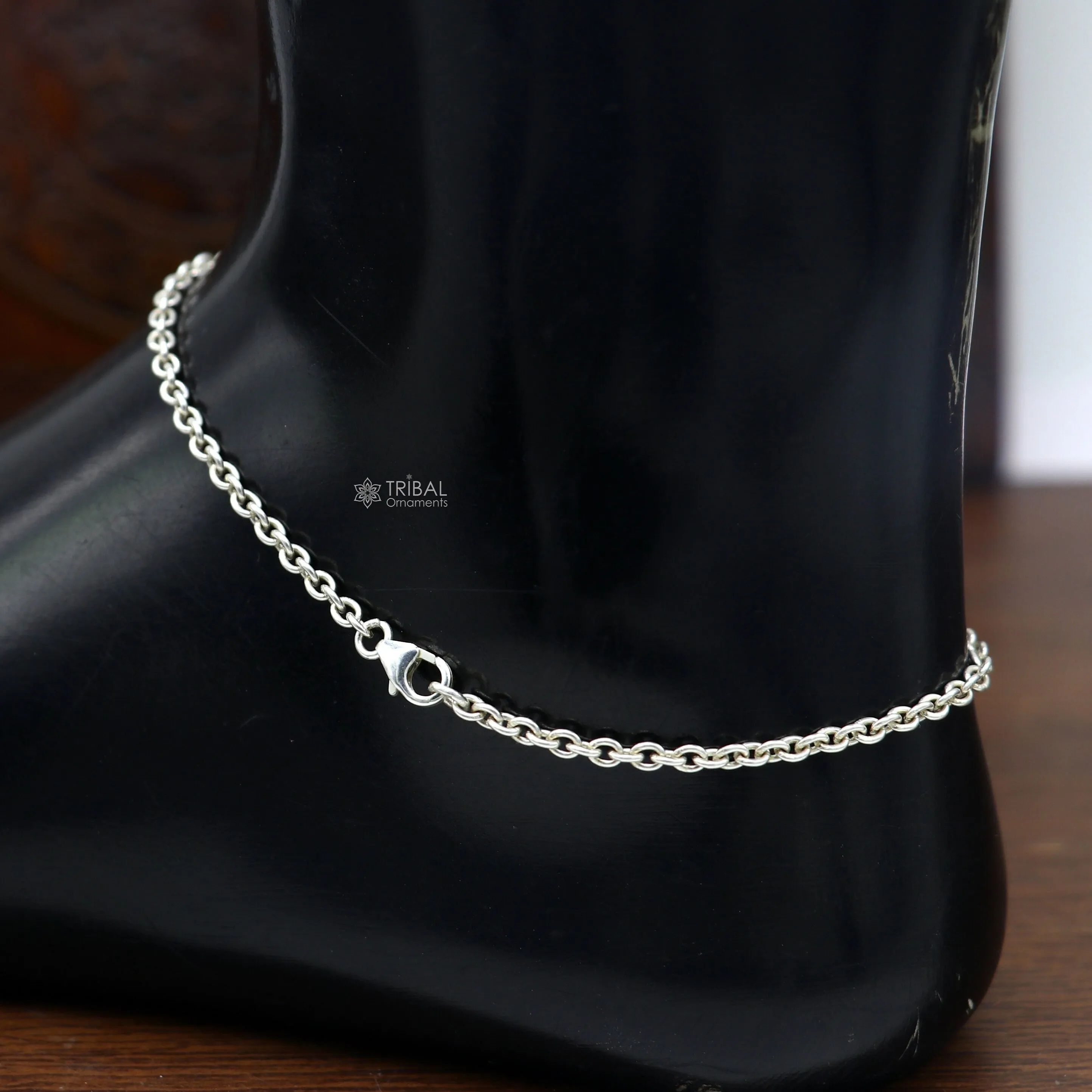 925 Sterling silver handmade vintage design stylish anklet foot bracelet tribal belly dance jewelry ank619