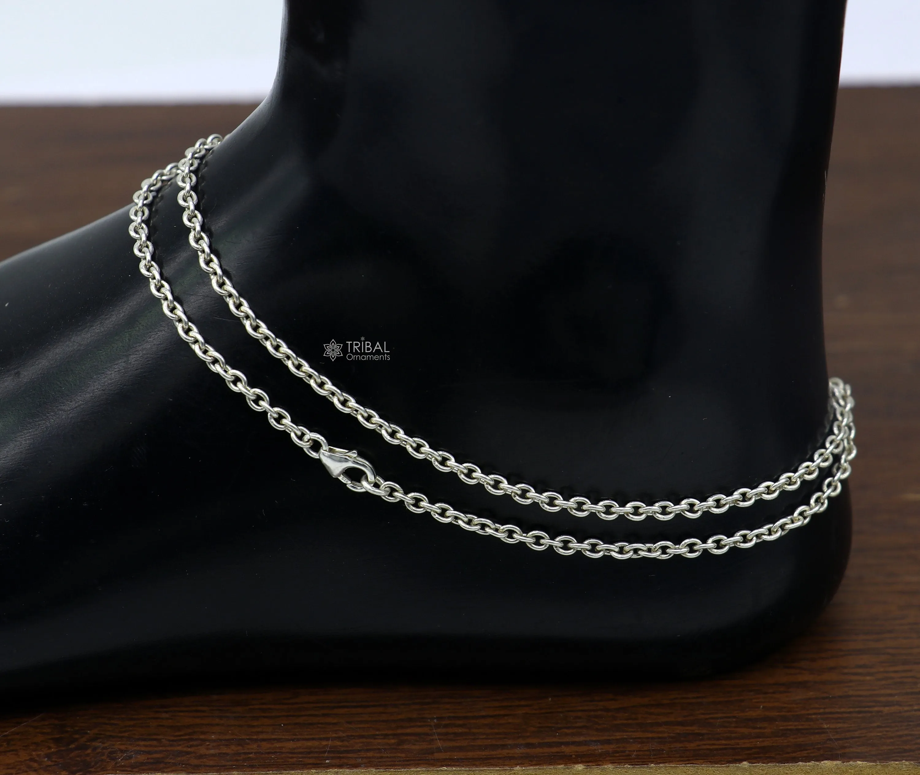 925 Sterling silver handmade vintage design stylish anklet foot bracelet tribal belly dance jewelry ank619