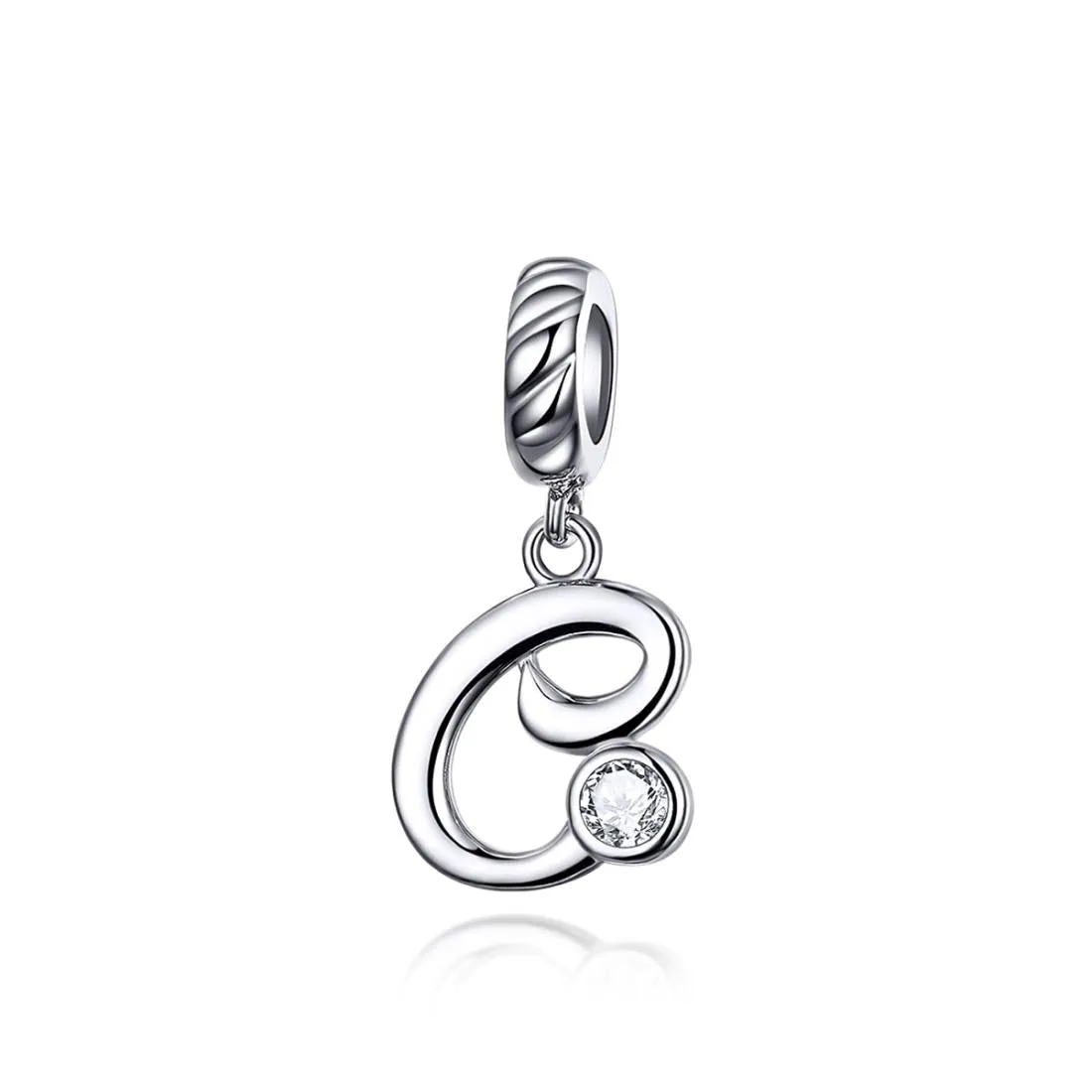925 Sterling Silver Personalized Letter Pendant For Diy Bracelets & Necklaces Style - C