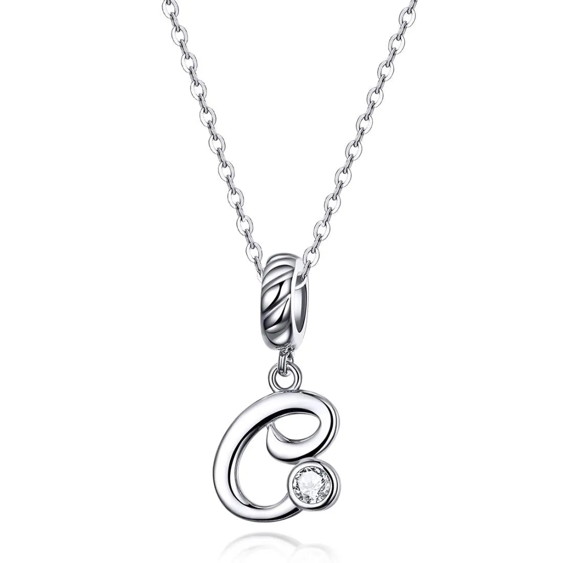 925 Sterling Silver Personalized Letter Pendant For Diy Bracelets & Necklaces Style - C