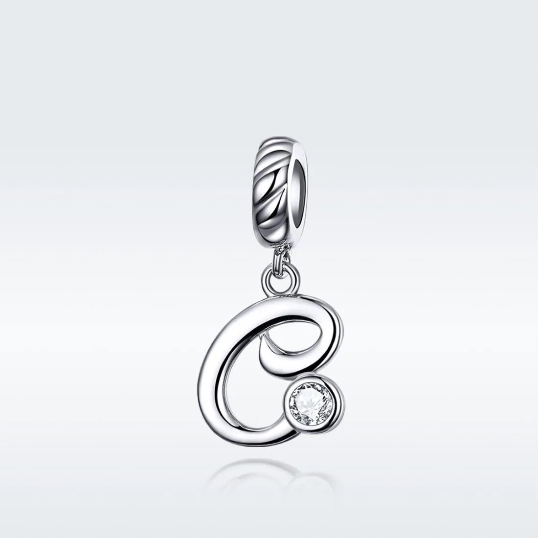 925 Sterling Silver Personalized Letter Pendant For Diy Bracelets & Necklaces Style - C