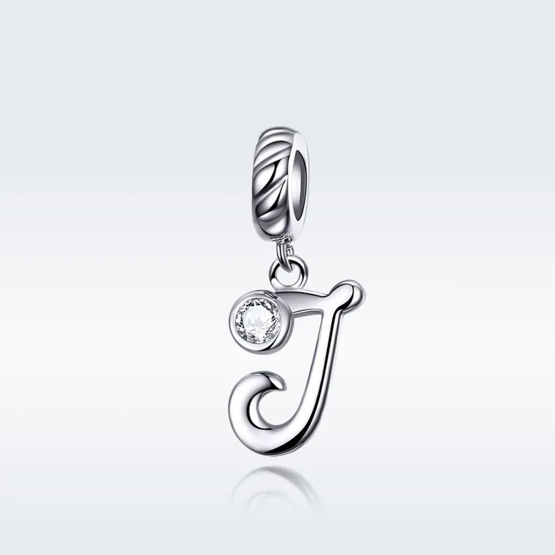 925 Sterling Silver Personalized Letter Pendant For Diy Bracelets & Necklaces Style - J
