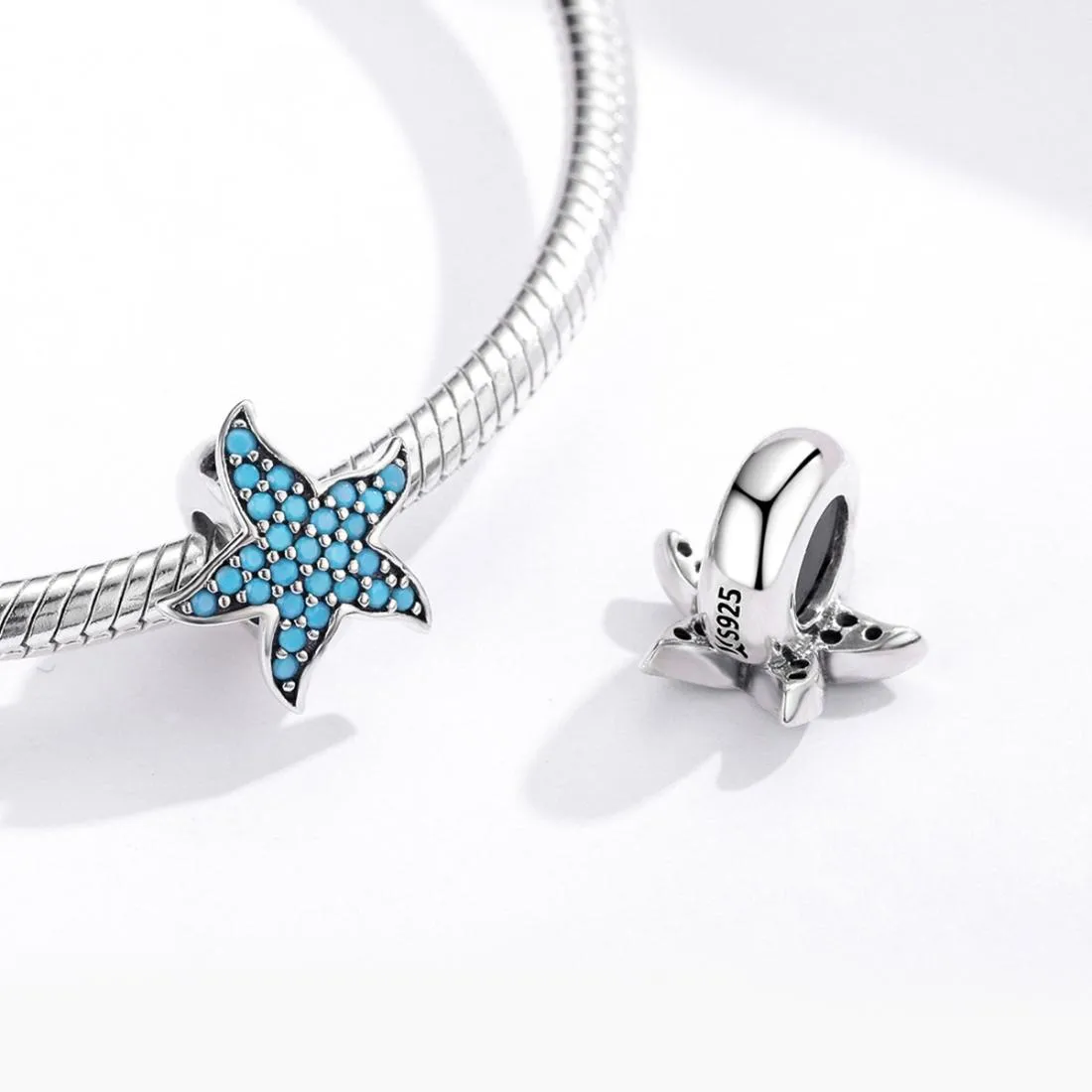 925 Sterling Silver Starfish Beaded Bracelet Diy Beads