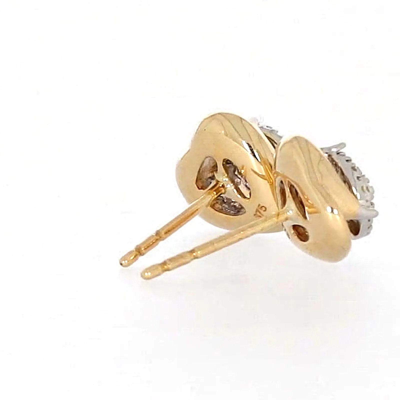 9ct Two Tone Gold Round Brilliant Cut 0.10 Carat tw of Diamonds  Stud Earrings