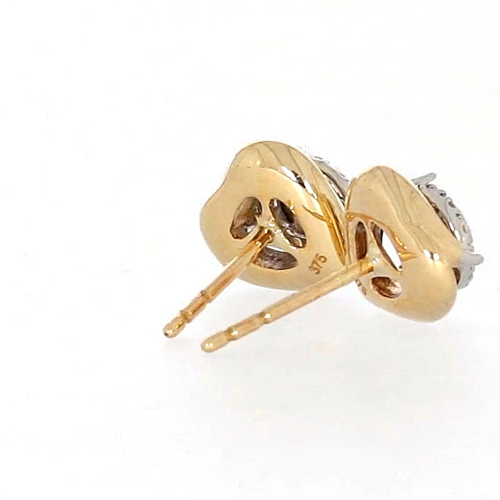 9ct Two Tone Gold Round Brilliant Cut 0.10 Carat tw of Diamonds  Stud Earrings