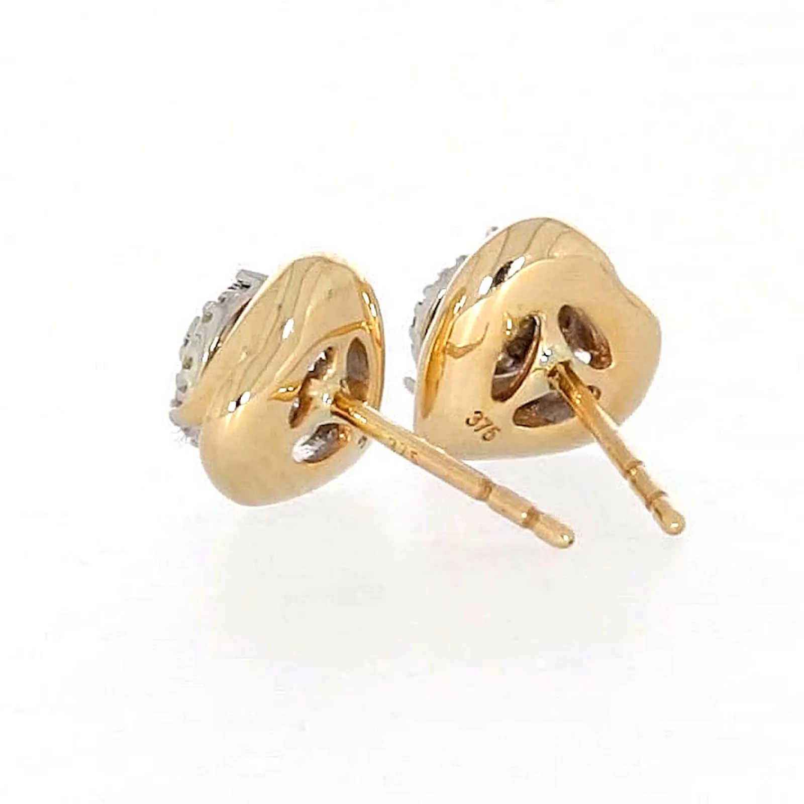 9ct Two Tone Gold Round Brilliant Cut 0.10 Carat tw of Diamonds  Stud Earrings