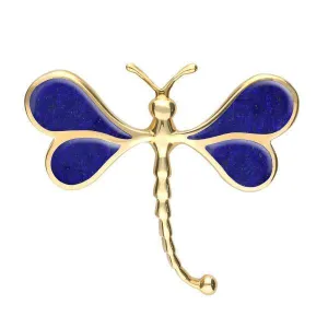 9ct Yellow Gold Lapis Lazuli Dragonfly Brooch