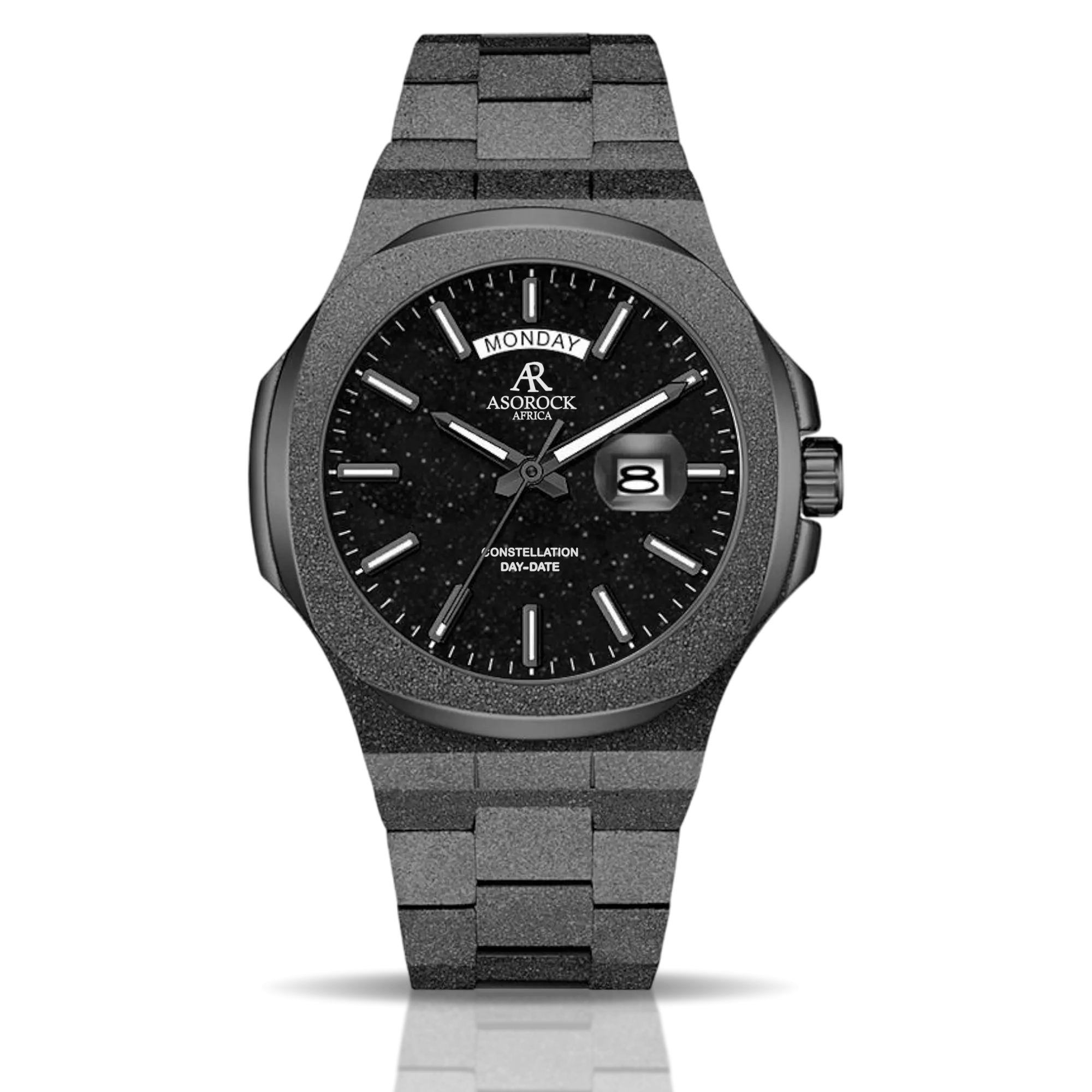 All Black frosted stardust Constellation day date (Pre-order) by ASOROCK WATCHES