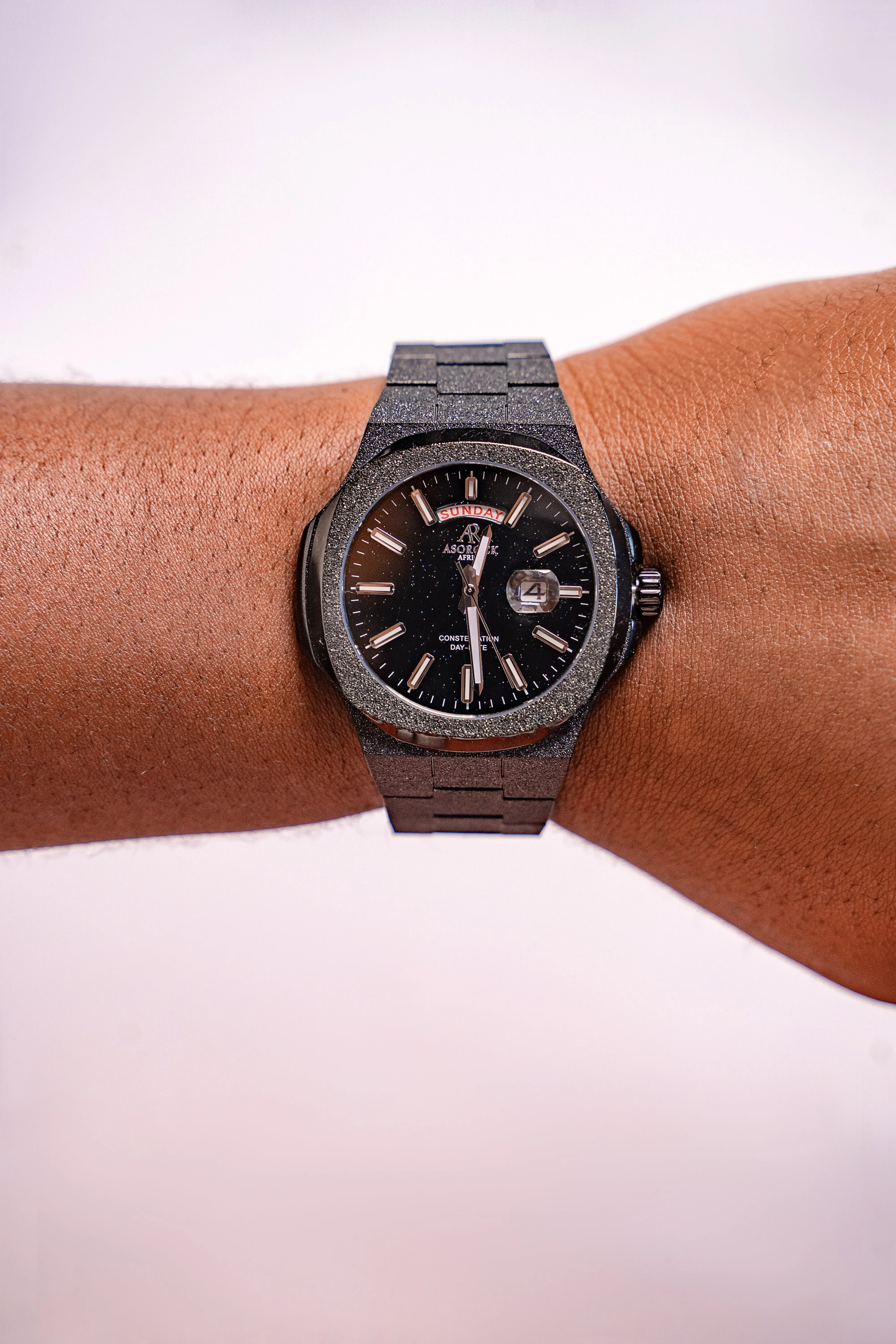 All Black frosted stardust Constellation day date (Pre-order) by ASOROCK WATCHES