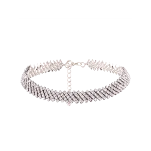 Alloy Rhinestone Choker Necklace - Silver