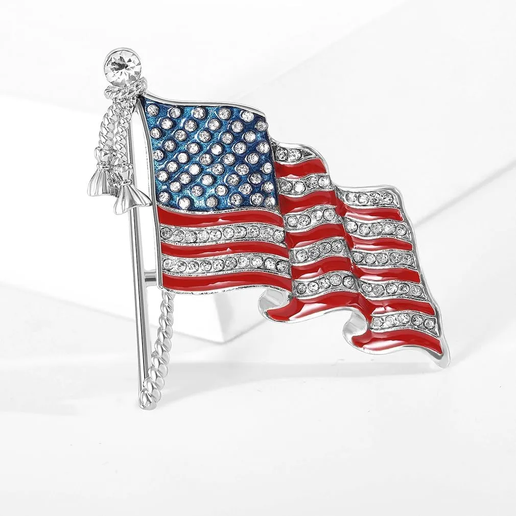 American Flag Brooch Pins for Women, United States Flag Brooch Pin, Cute USA Flag Brooch Lapel Pin, Bohemian American Flag Brooches Pins for Women Hat Bag Suit Dress Accessories