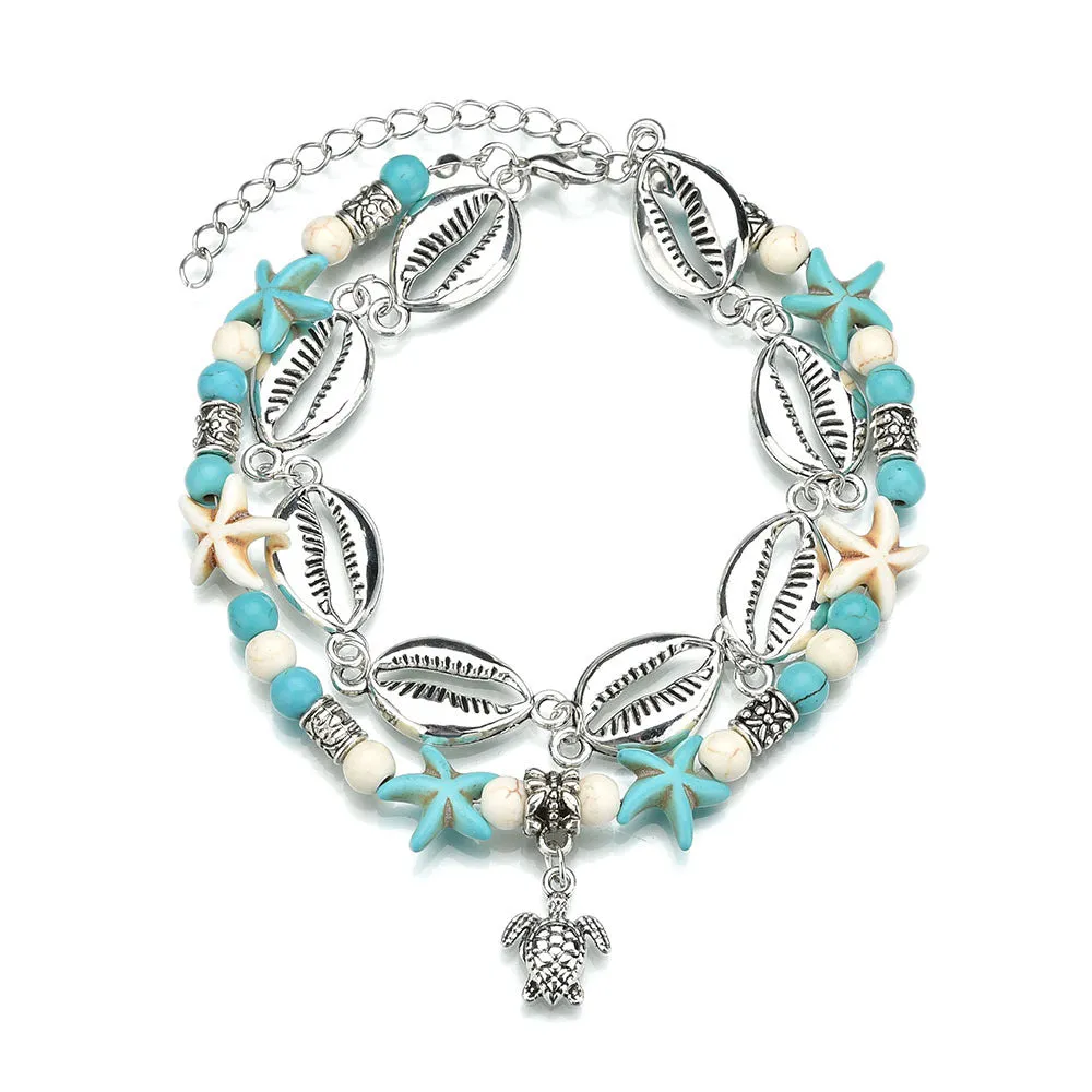 Anklets For Female  Cute Turtle Pendant With Sea Blue Color Design