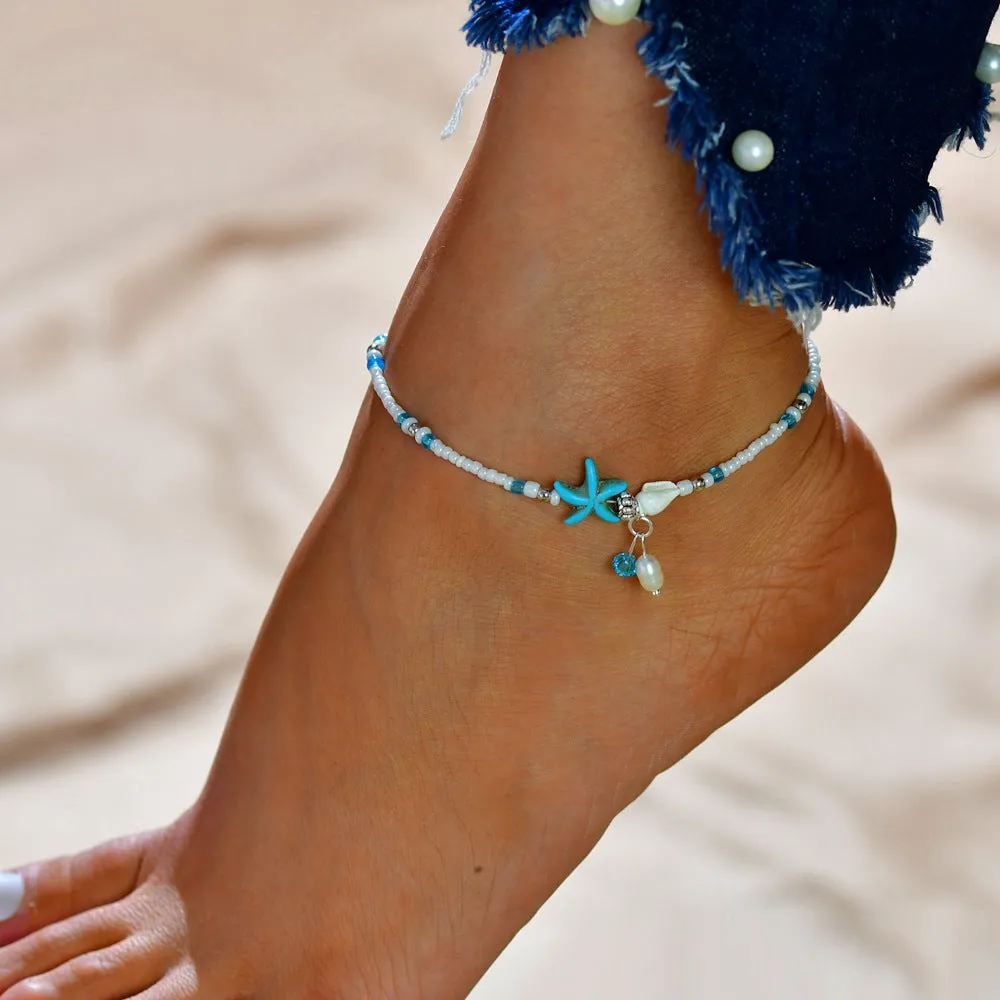 Anklets For Female  Cute Turtle Pendant With Sea Blue Color Design