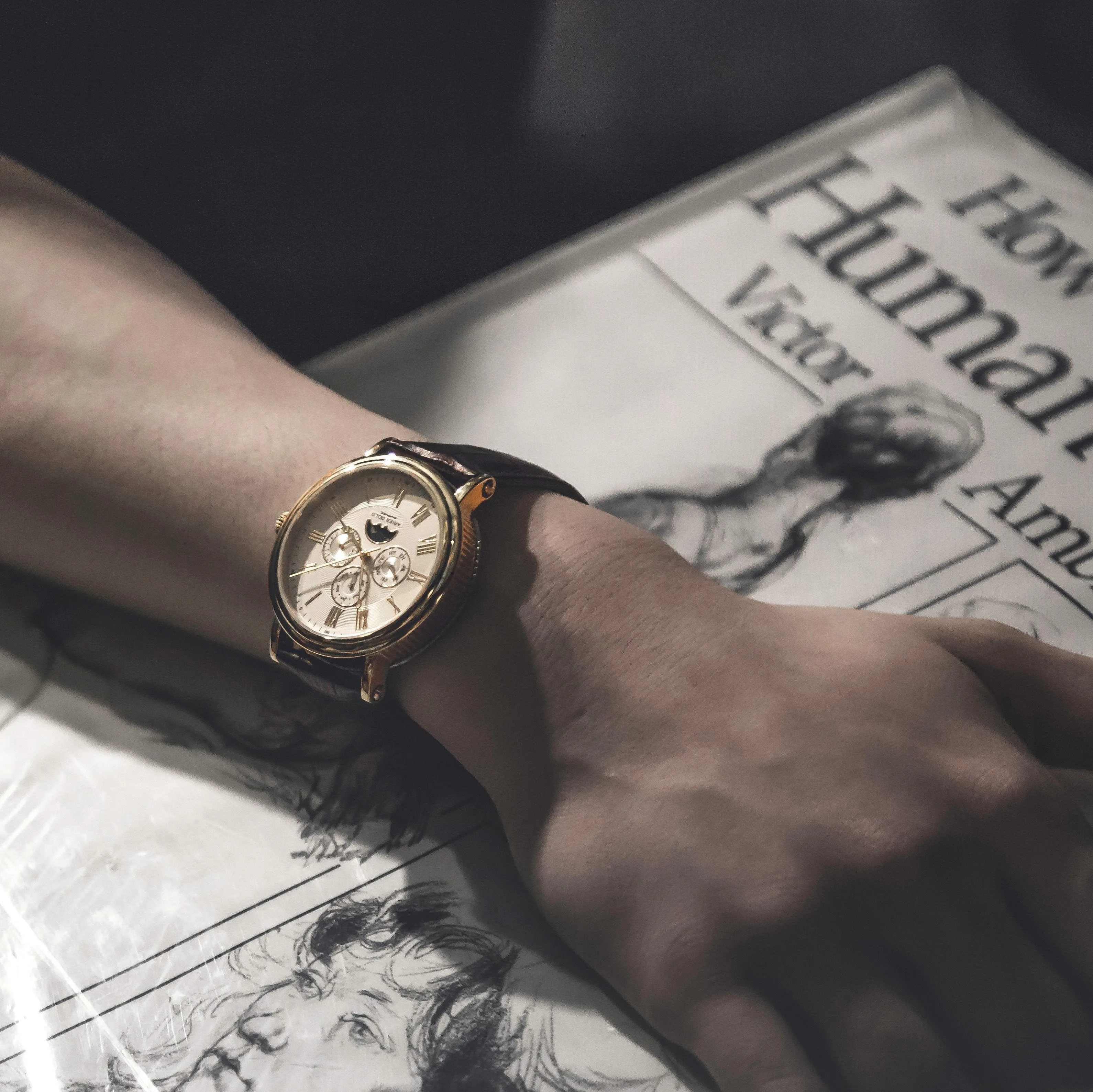 Aries Gold Urban Kensington Rose Gold Stainless Steel Brown Leather Strap G 101 RG-W Watch