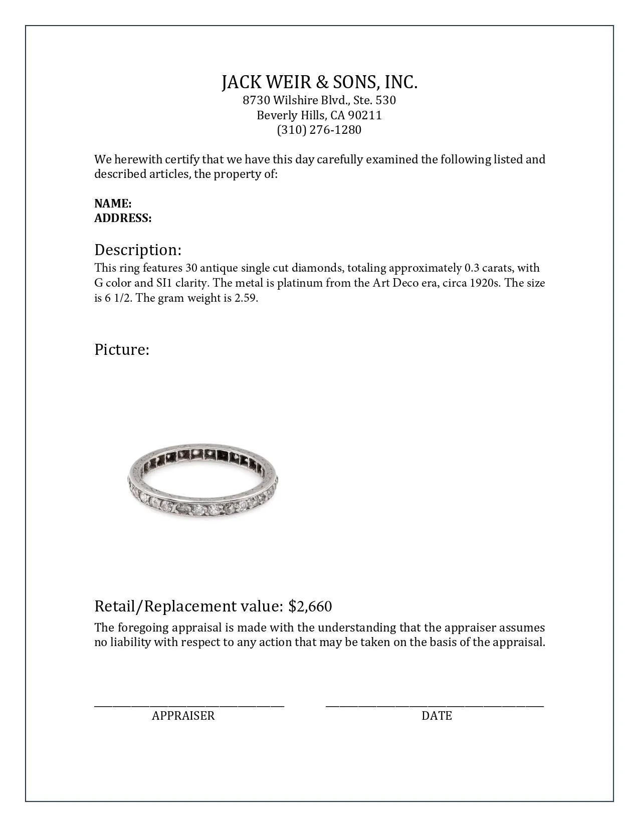 Art Deco Diamond Platinum Eternity Band