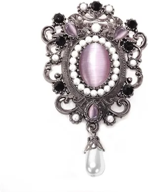 Baroque Vintage Brooch Pin for Women Fashion Pink Faux Gemstone Brooches Lapel Pins Dainty Pearls Elegant Dress Party Collar Accessories Dainty Boho Birthday Festival Holiday Jewelry Gift