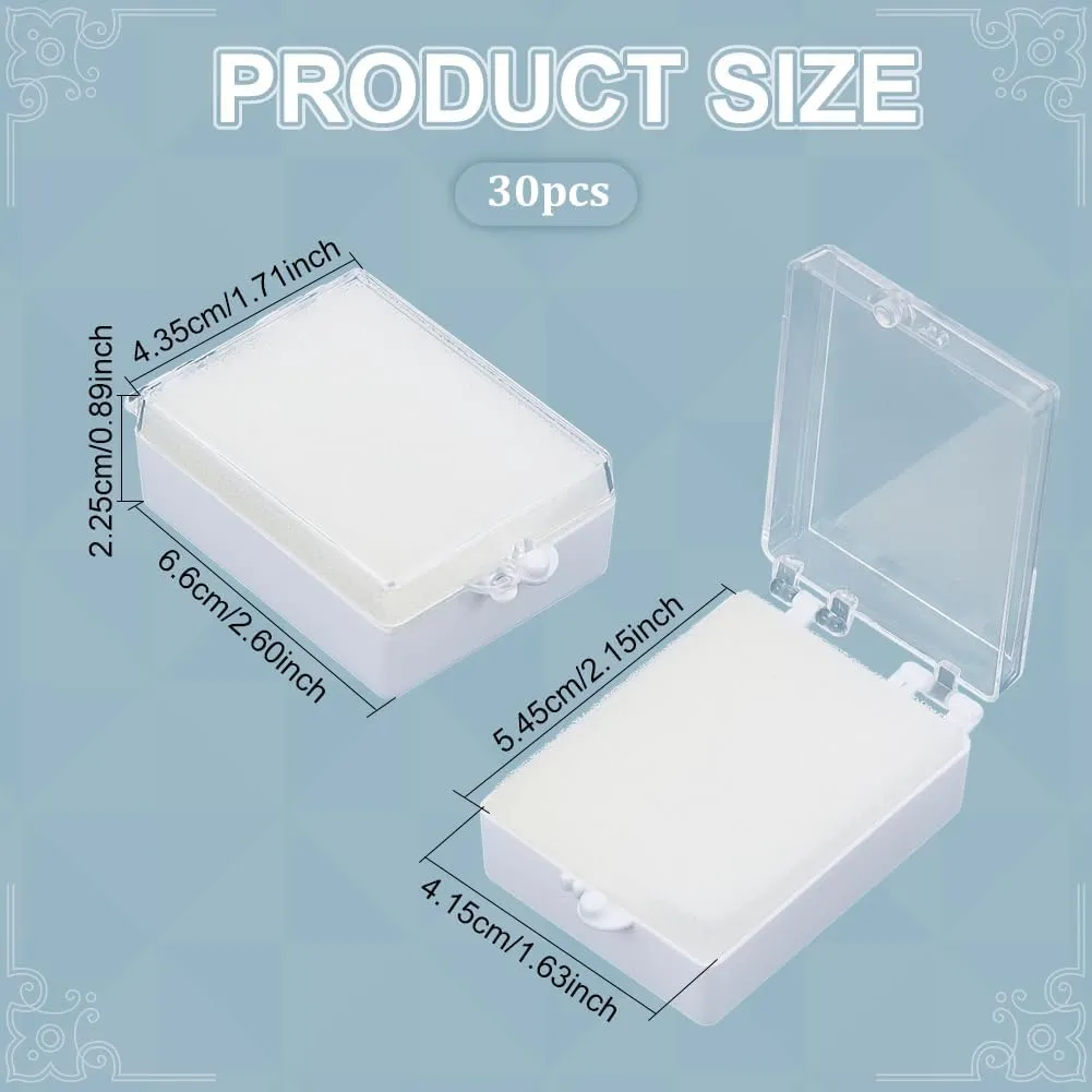 BENECREAT 30PCS Plastic Brooch Storage Boxes, 2.6x1.7x0.8inch Small Jewelry Brooch Storage Holder with White Protective Foam for Displaying Necklaces, Medals, Bangles