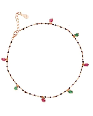 Black Bead Elegant Stone Anklet